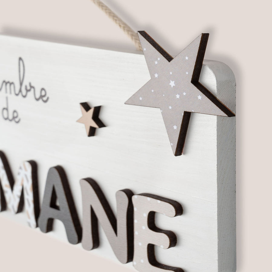 Zoom plaque de porte étoiles beige et gris