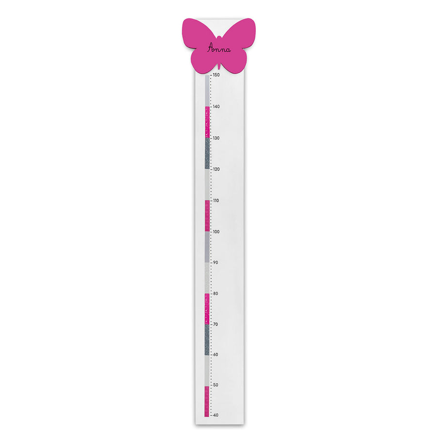 Toise personnalisée prénom enfant papillon fuchsia