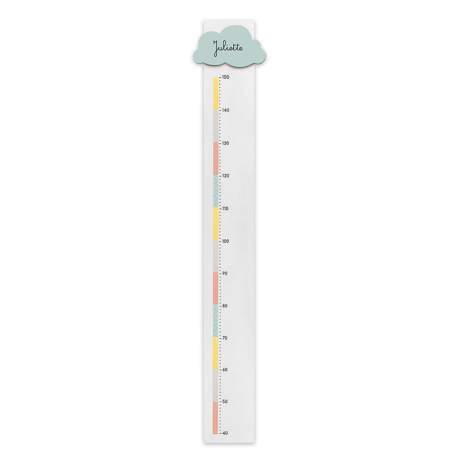 Toise personnalisable nuage vert d'eau corail et jaune
